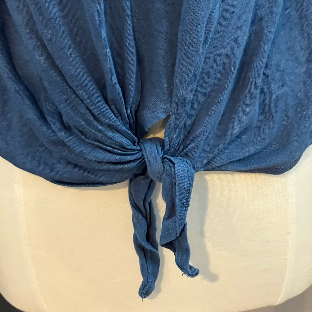 Banana Republic 100% Linen Tie-Front Tank Top Blue Size XS - Picture 4 of 7
